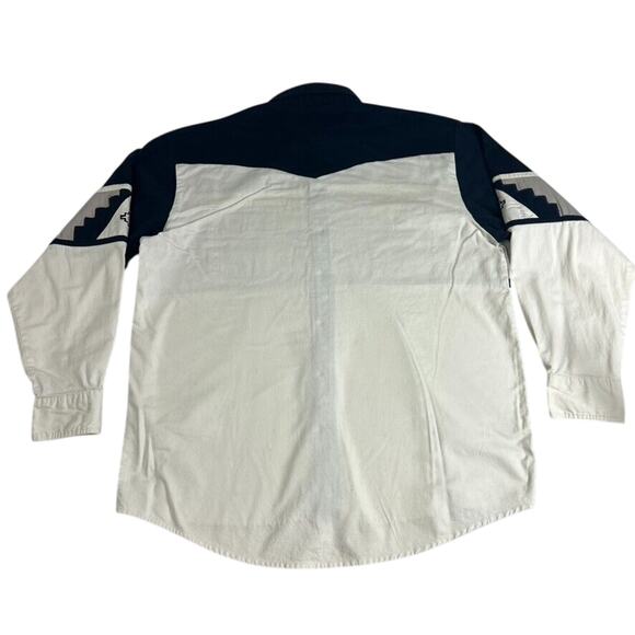 Wrangler Western Shirt Mens Large Snap Stripped Color Block Heavyweight Cowboy - Picture 3 of 9